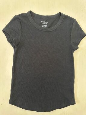 American Eagle Waffle Knit Baby Tee True Black - Size XXS